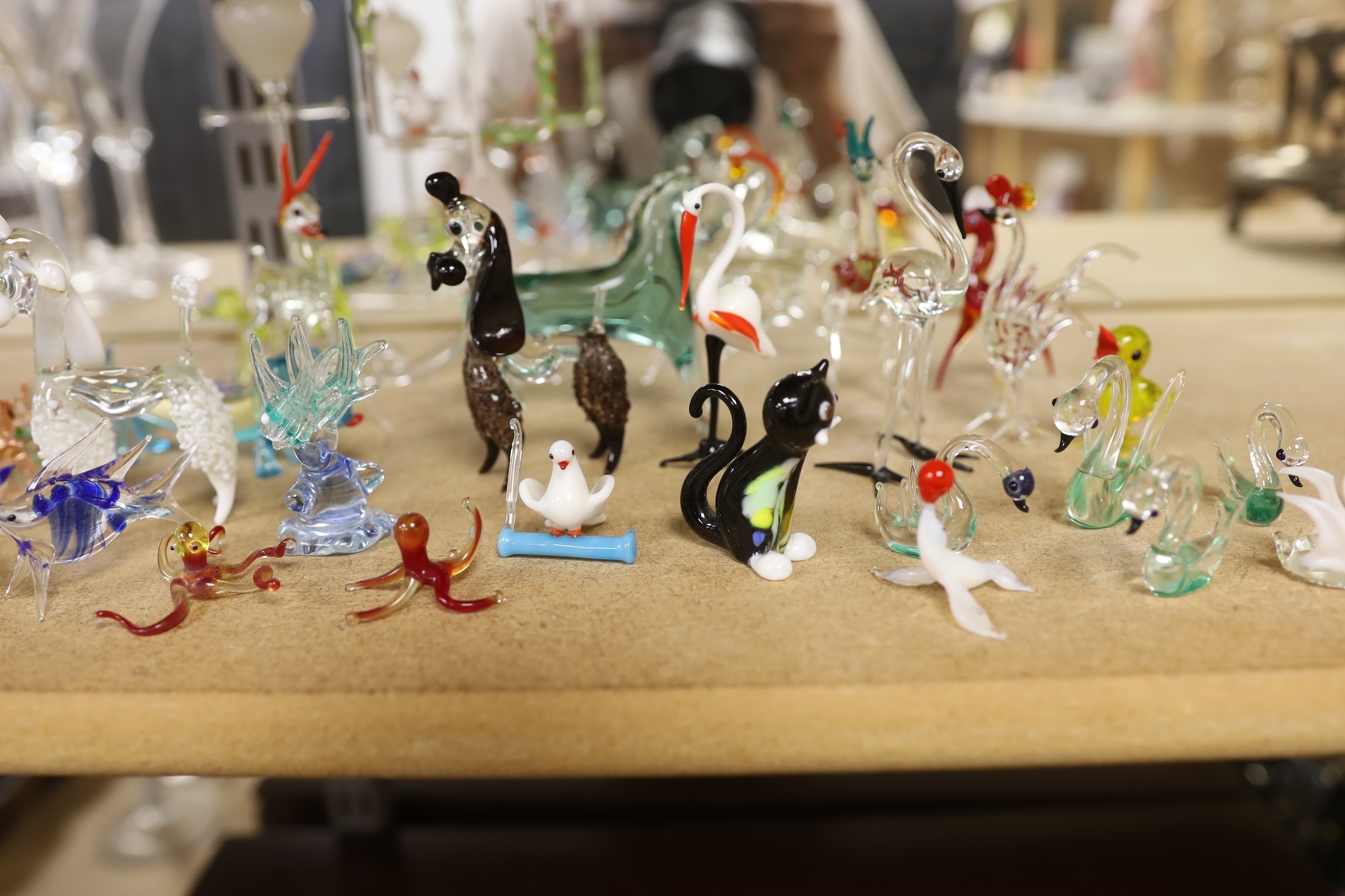 A group of Venetian glass toy animals, etc., tallest 16cm high (39)